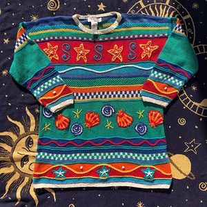 VTG | Talbots Seaside Chunky Grandma 90’s Hand Knit Sweater size XL